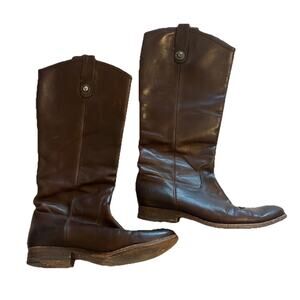 Vtg Frye Riding Boots Size 7.5B‎ Brown Melissa Button Tall Pull-on 77167 Cowgirl